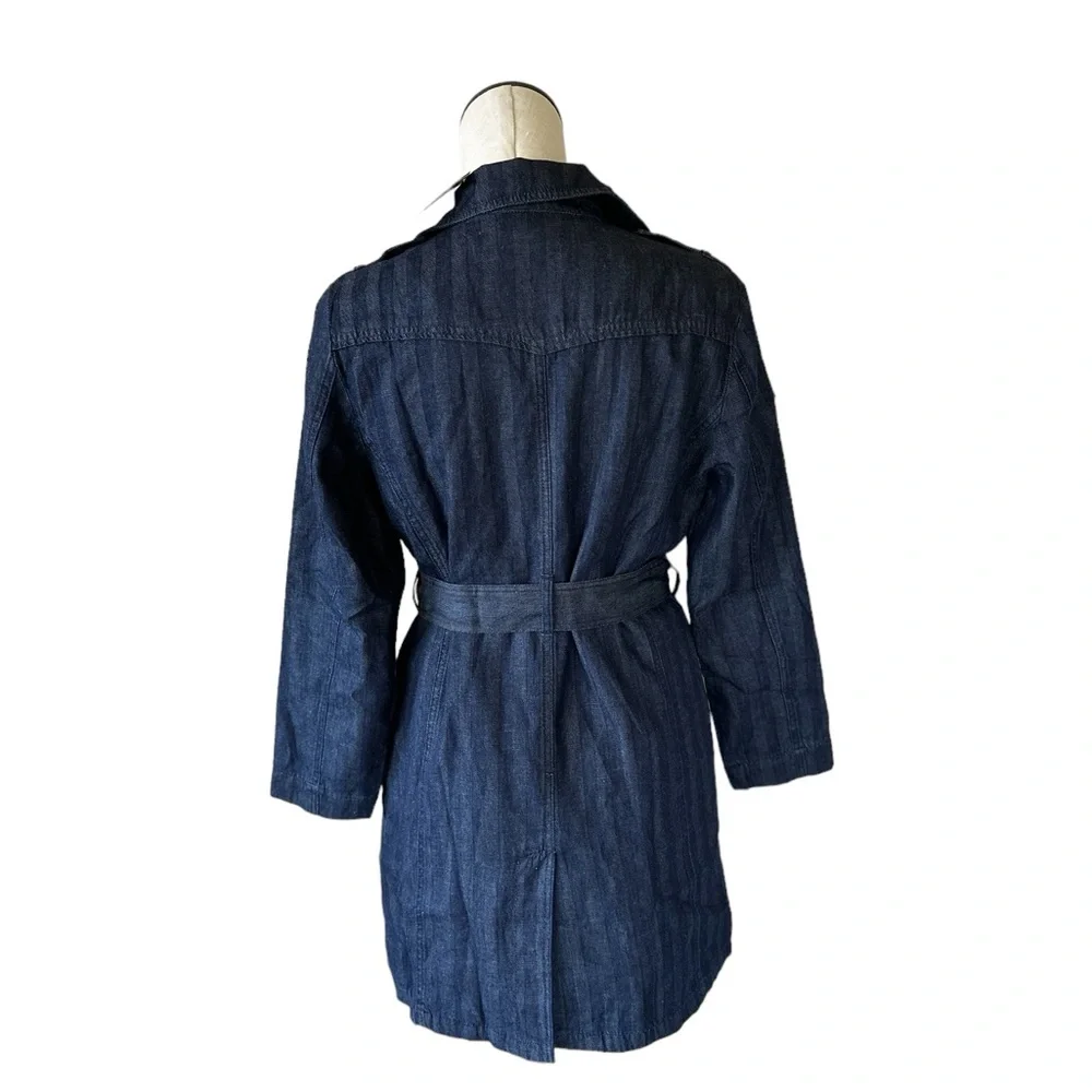 NWT CHICOS DENIM TRENCH TIE WAIST JACKET IN HERITAGE INDIGO SZ-1 US 8/10 - Picture 3 of 5